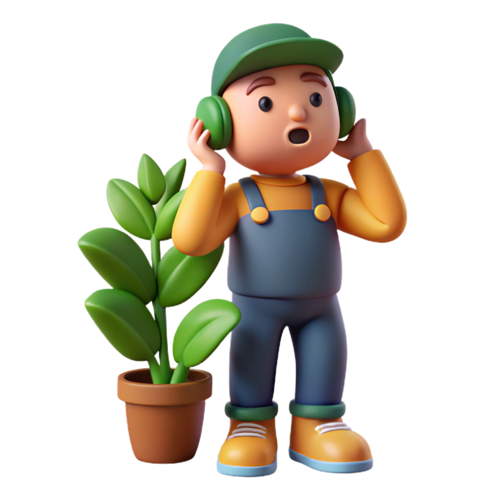 wonderful creative 3D Illustration Surprised Gardener authentic png