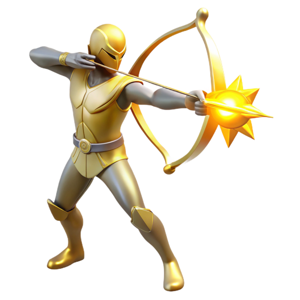 serene rustic Golden Archer 3D Render high quality png