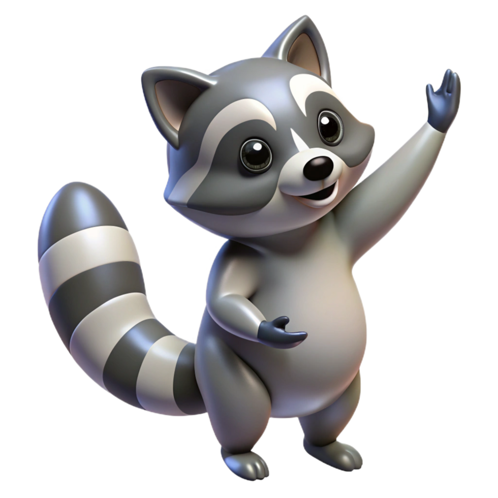 stunning minimalist Cute Raccoon 3D Render high quality png