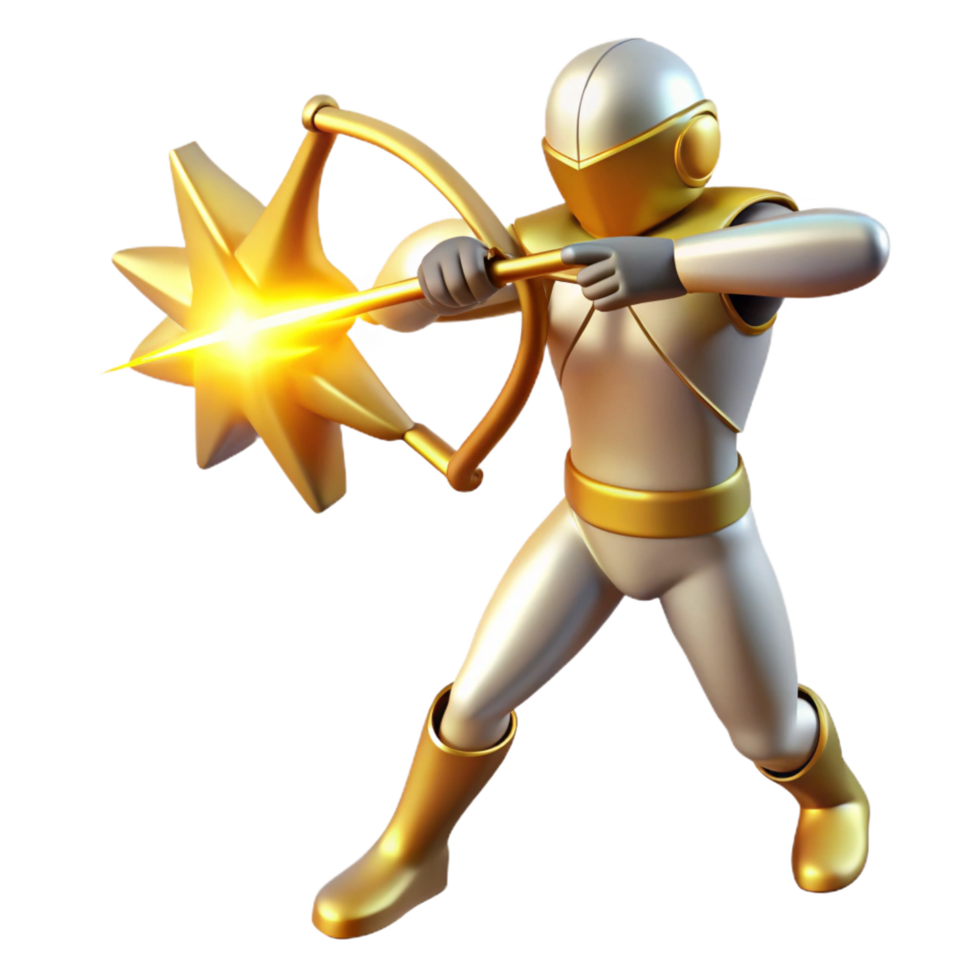 beautiful modern 3D Render Golden Archer authentic png