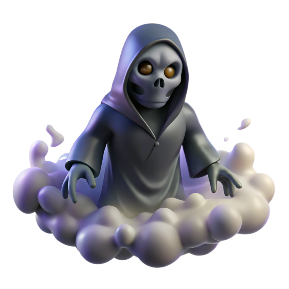 serene classic 3D Grim Reaper Illustration premium png