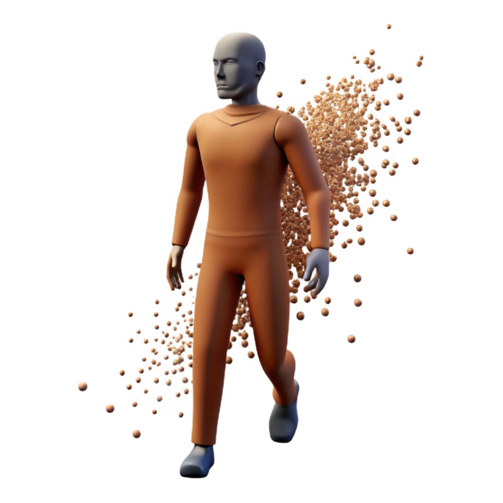 dramatic minimalist 3D Render Abstract Background Walking Figure authentic png