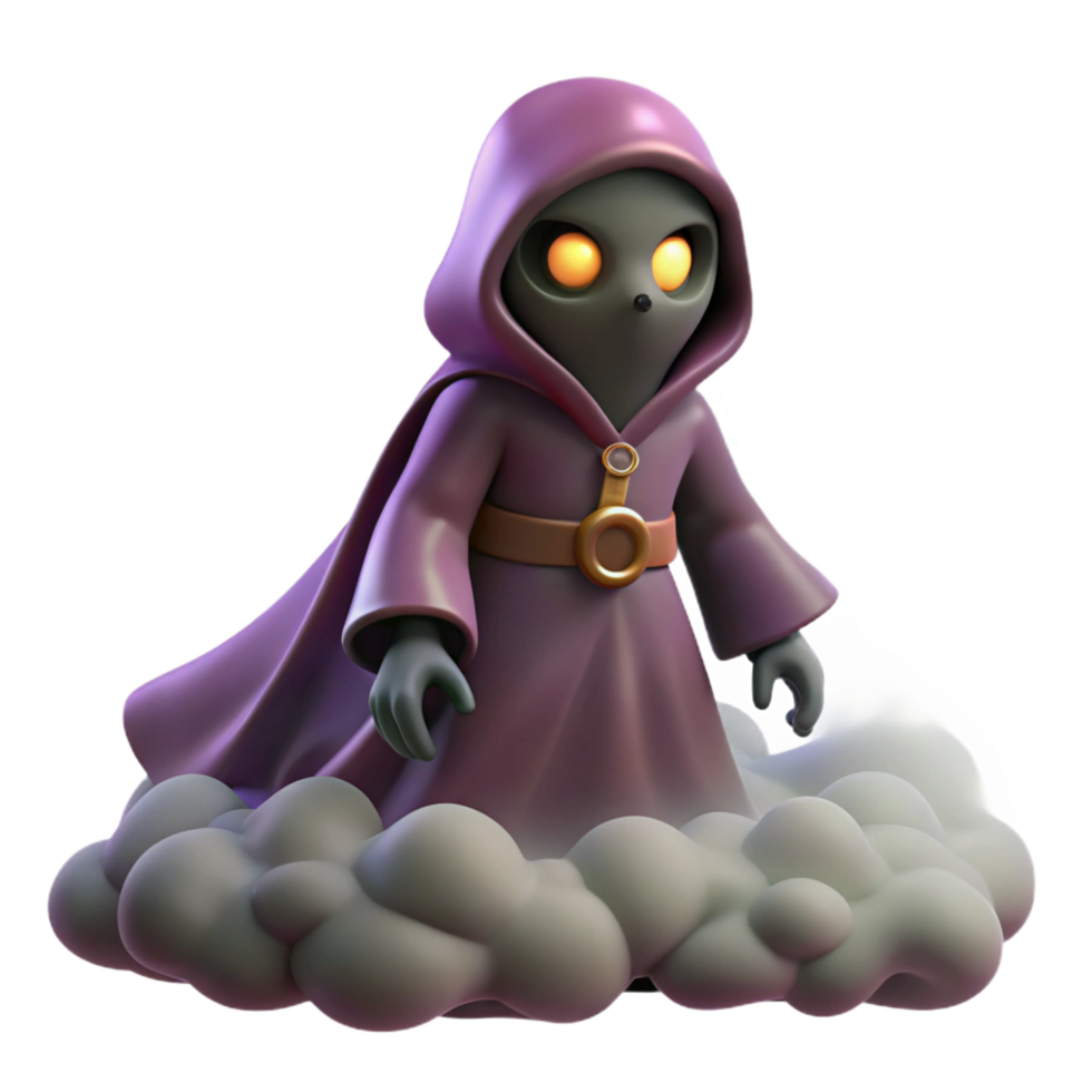 vibrant vintage 3D Render of a Mystical Figure detailed png