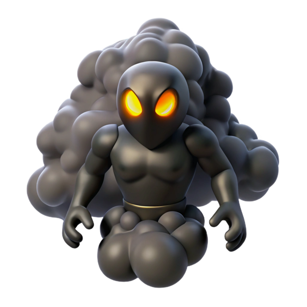 serene modern Dark 3D Render of a Glowing Figure professional png