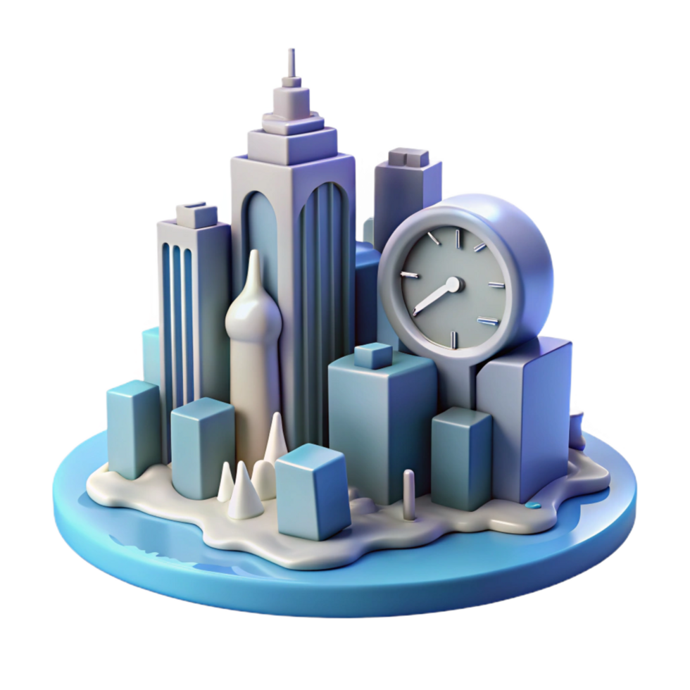 beautiful contemporary 3D Cityscape Illustration Time Concept high quality png