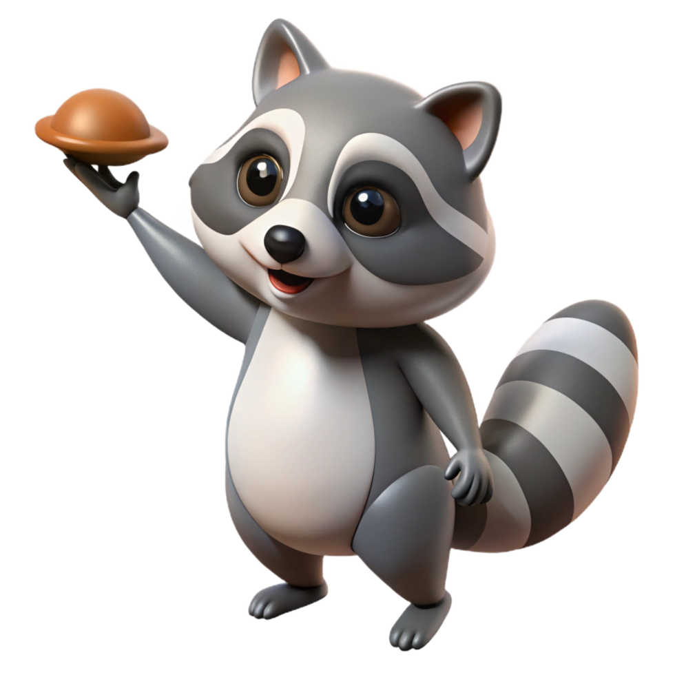 impressive abstract Adorable 3D Raccoon Illustration high resolution png