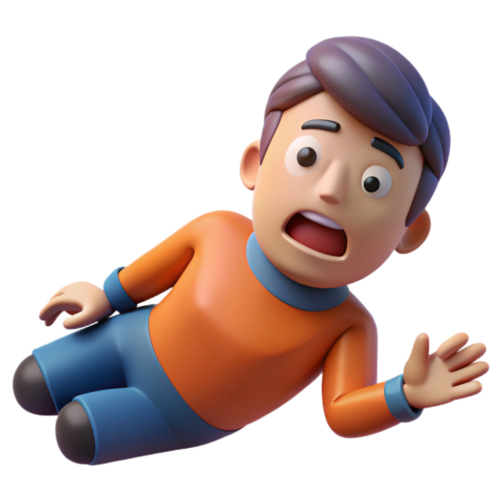 elegant minimalist 3D Cartoon Boy in Shock authentic png