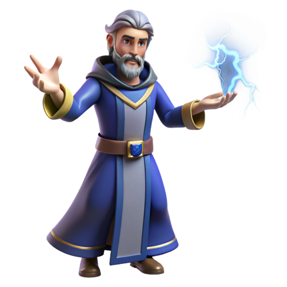 magnificent vintage 3D Render Wizard Casting Spell high quality png