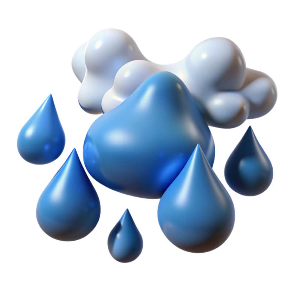 elegant classic 3D Rainy Cloud Illustration exclusive png