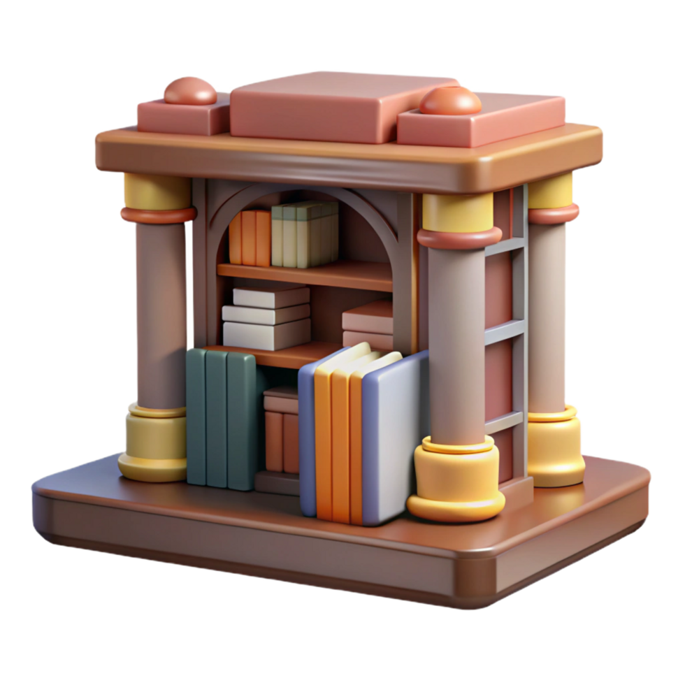 stunning creative 3D Render Bookcase Illustration high resolution png