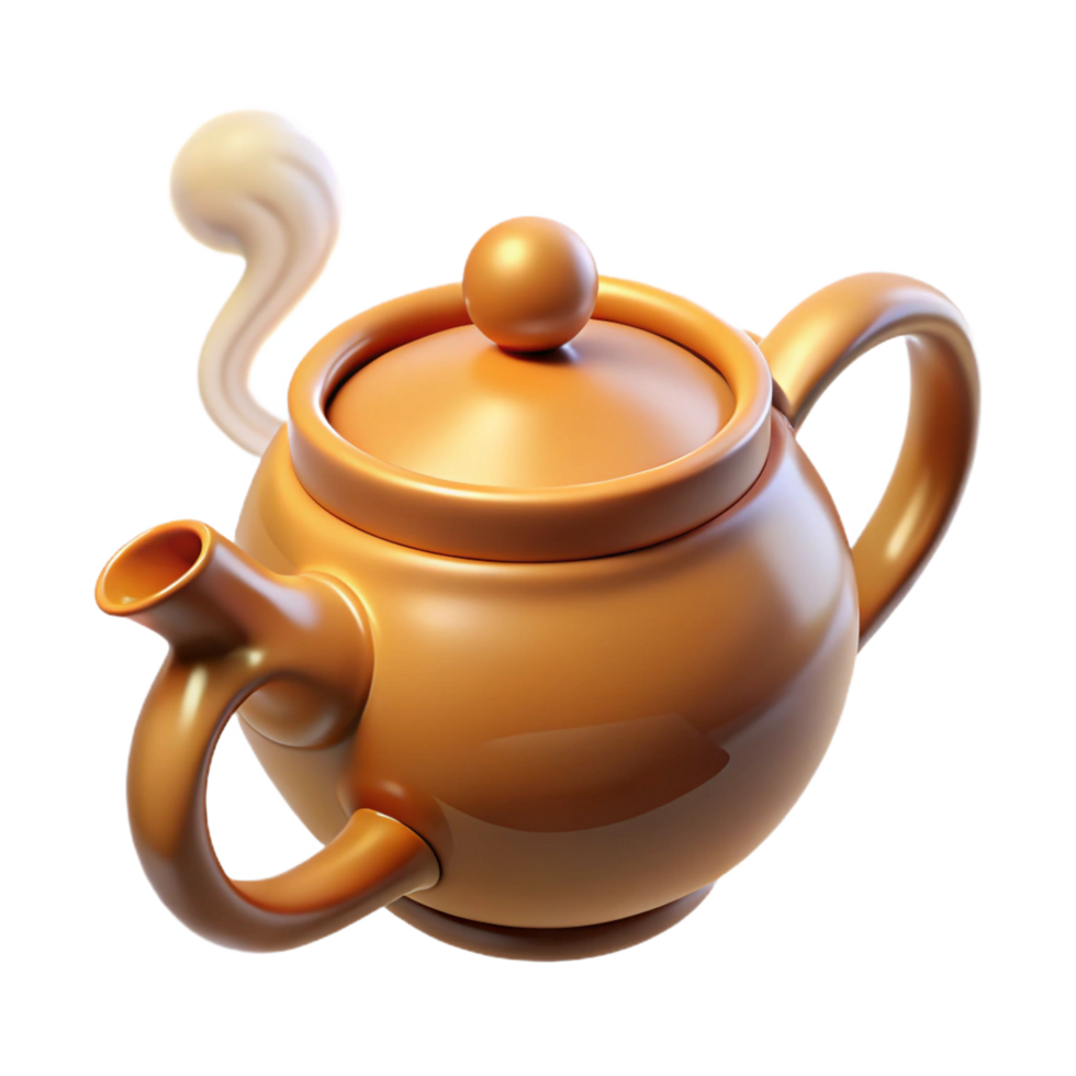 wonderful classic 3D Render of a Brown Teapot original png