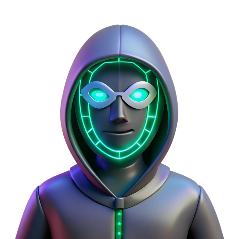 beautiful vintage 3D Render Neon Hacker Illustration premium png