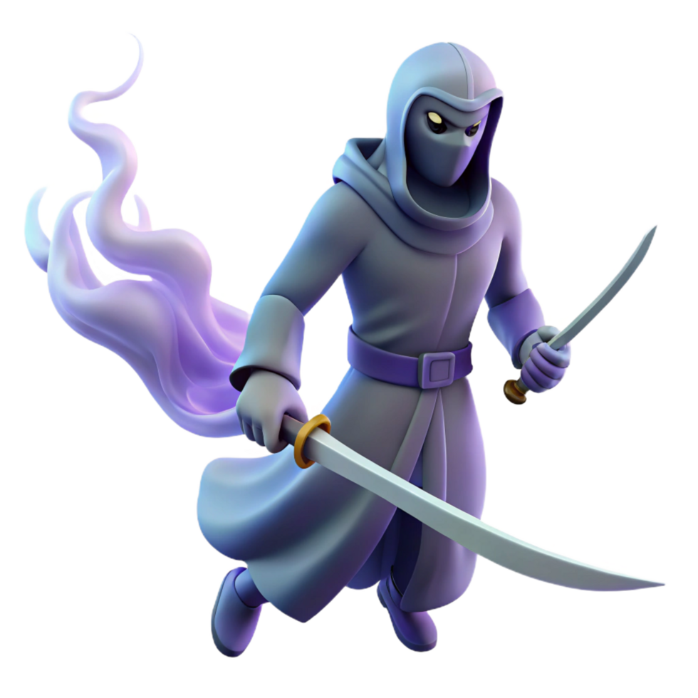 serene creative 3D Render of a Mysterious Ninja detailed png