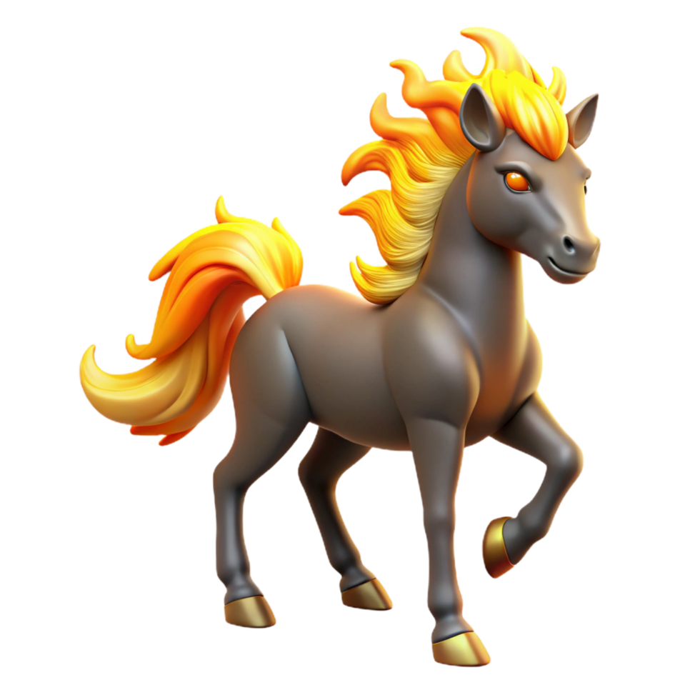 wonderful abstract Fiery Horse 3D Render original png