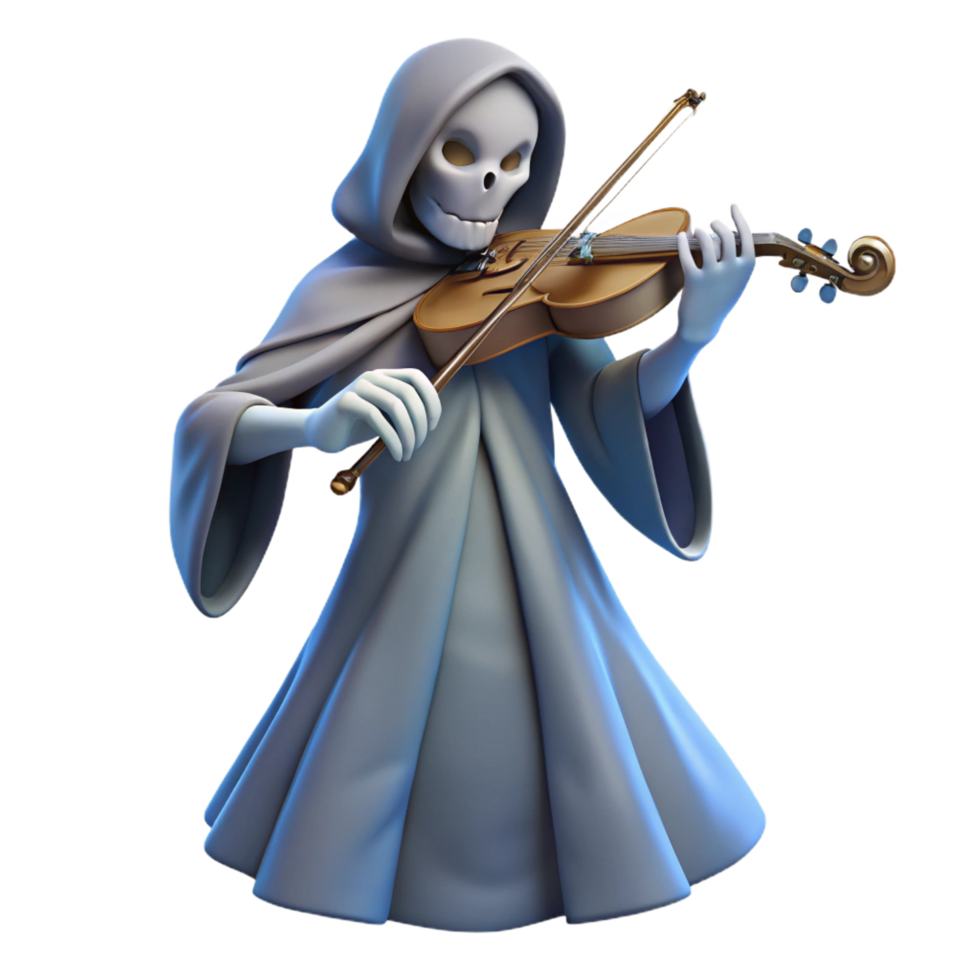 impressive contemporary Grim Reaper Violinist 3D Render 4K png