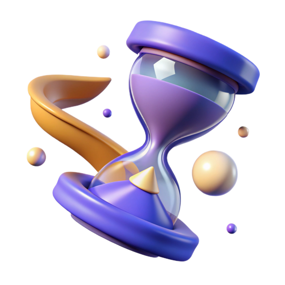 serene contemporary 3D Render Abstract Hourglass Illustration high quality png