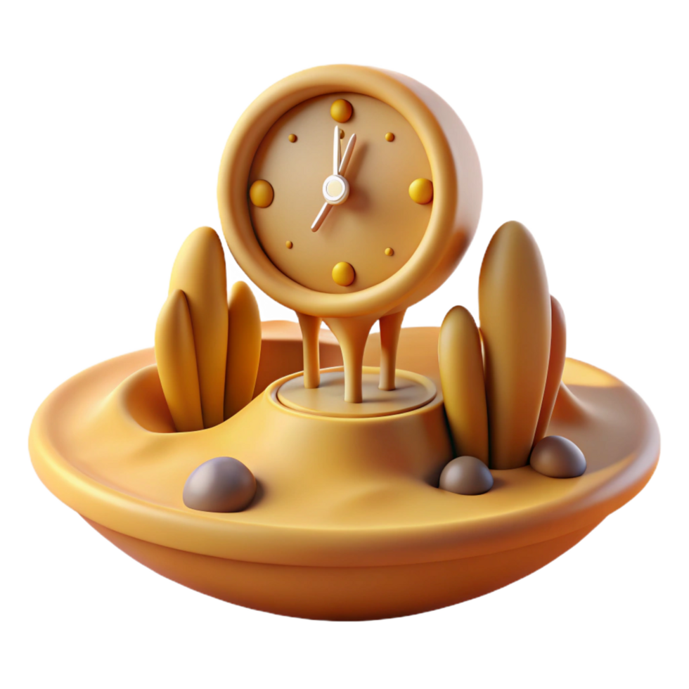 elegant rustic 3D Render Clock in Minimalist Landscape detailed png