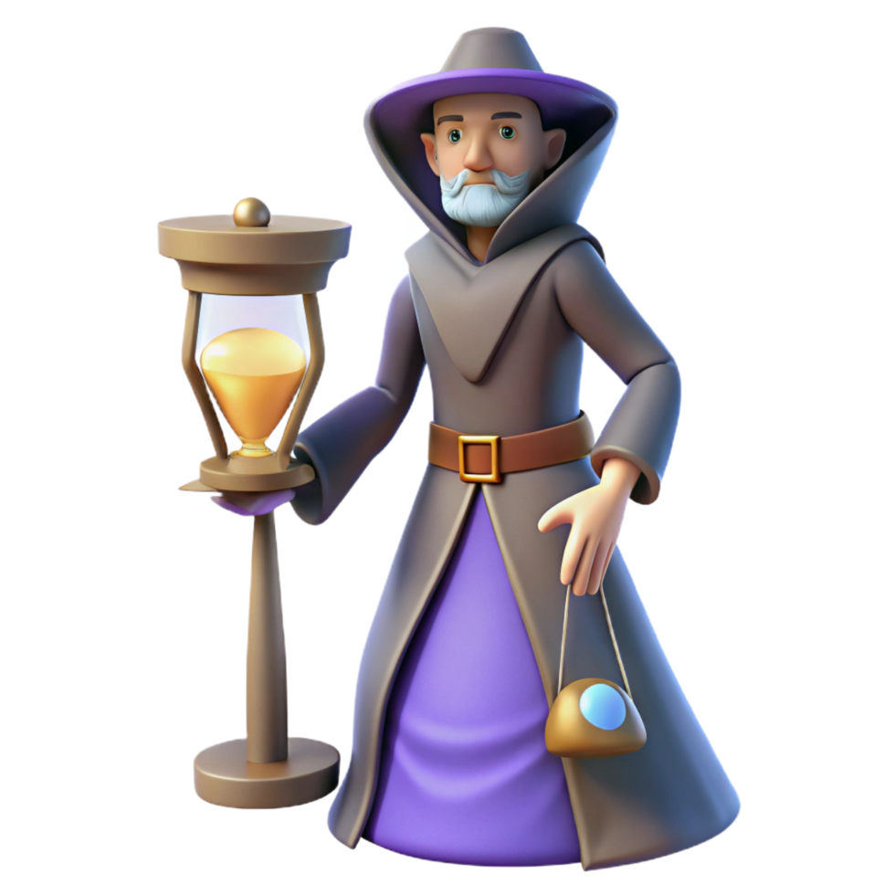 extraordinary rustic Wizard 3D Render Hourglass Fantasy original png
