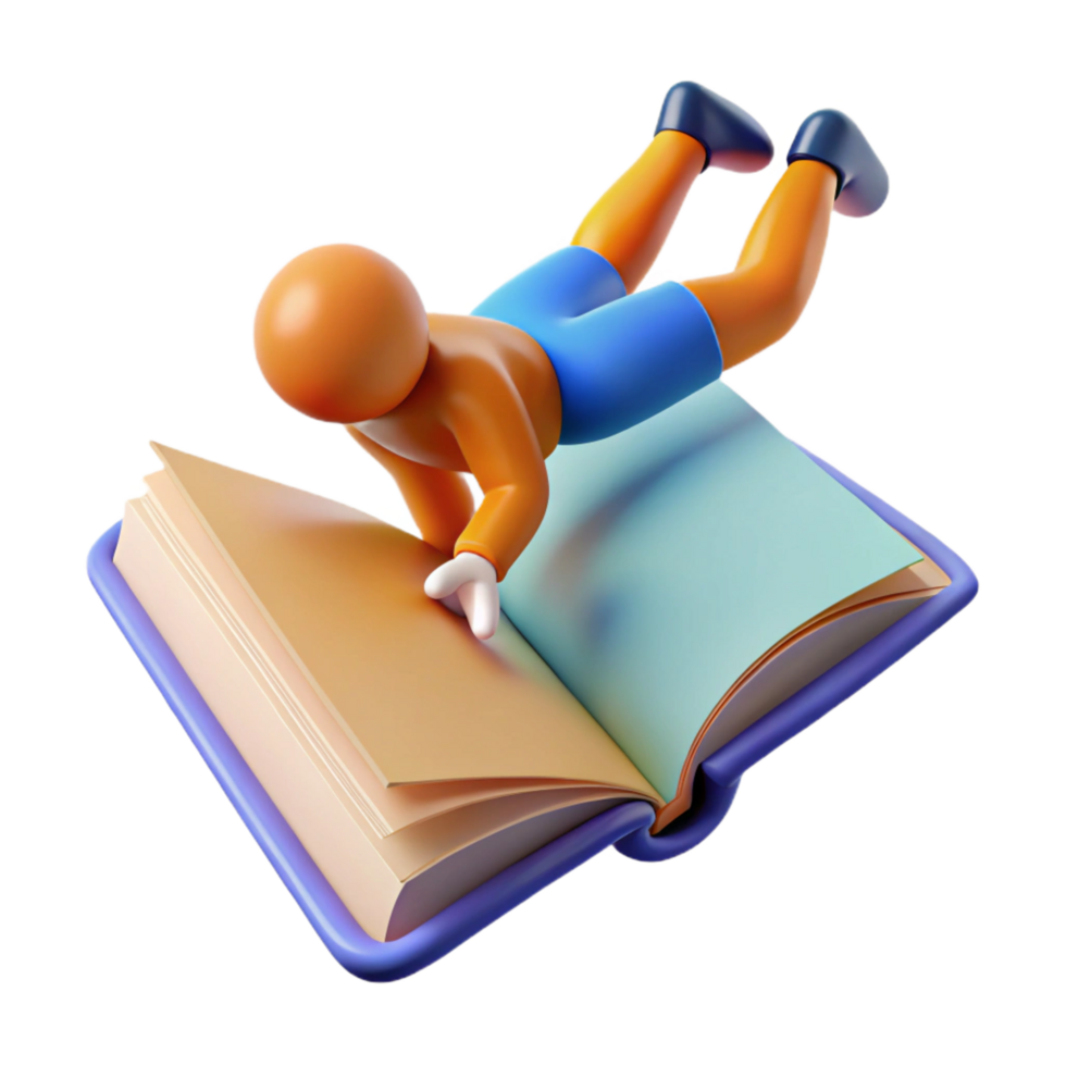 beautiful abstract 3D Illustration of a Person on a Book genuine png