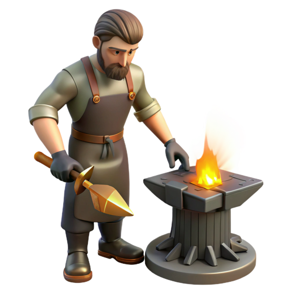vibrant minimalist Blacksmith 3D Render premium png