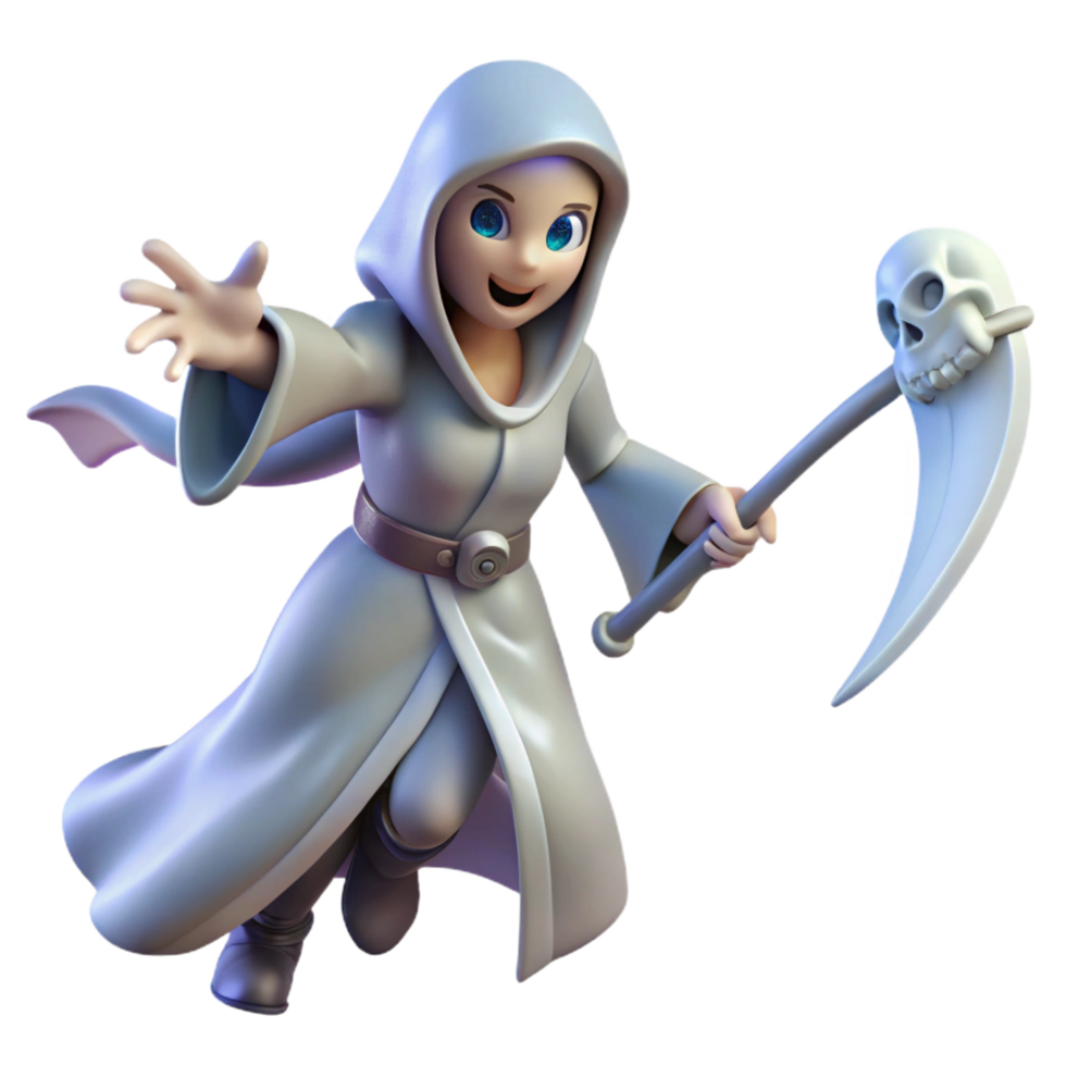 beautiful creative 3D Cartoon Grim Reaper Illustration high resolution png