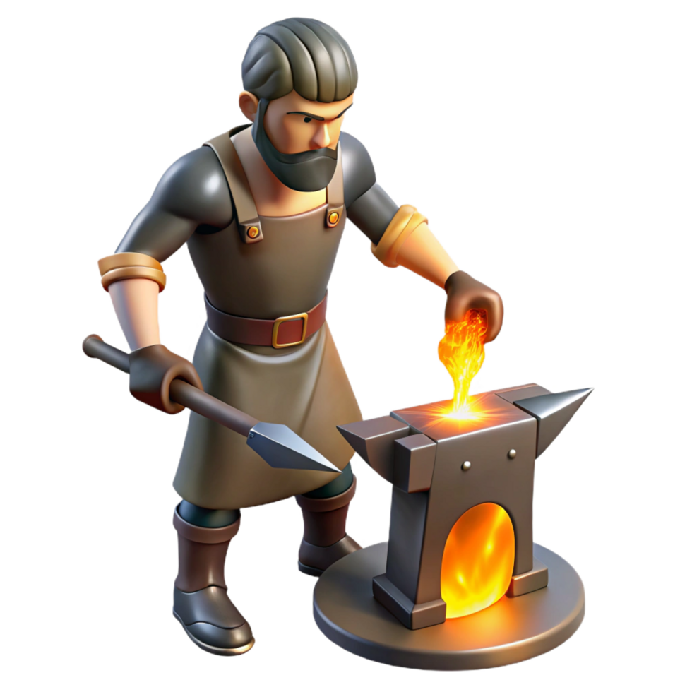 extraordinary rustic 3D Illustration Blacksmith at Work authentic png