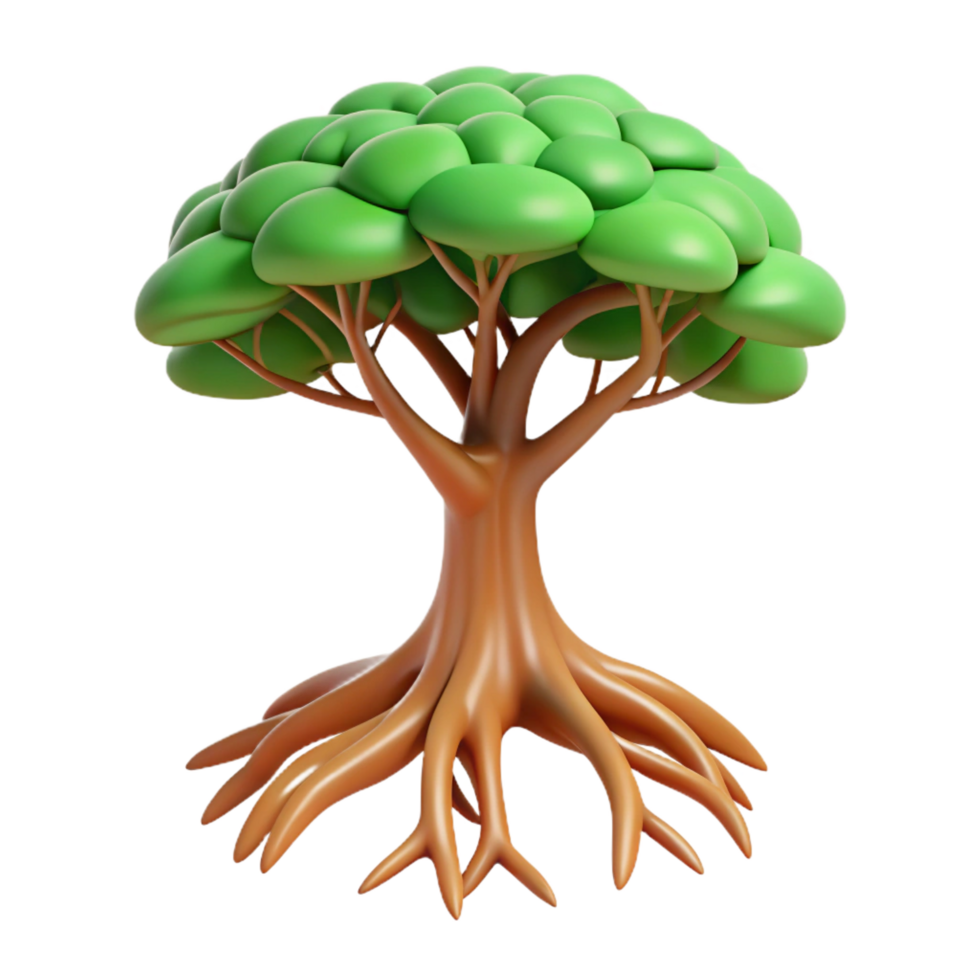 elegant rustic Cartoon 3D Tree Illustration genuine png