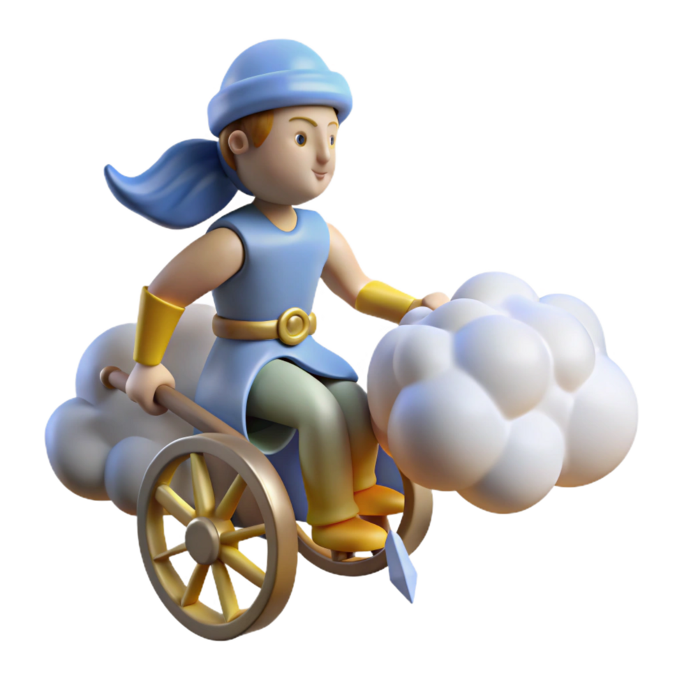 magnificent rustic 3D Render Cloud Rider Cartoon original png