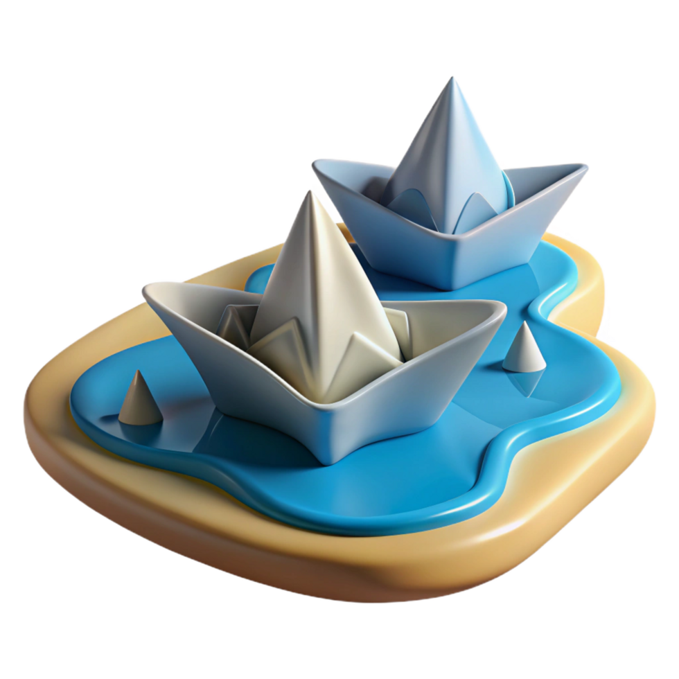 impressive traditional Paper Boats 3D Illustration original png
