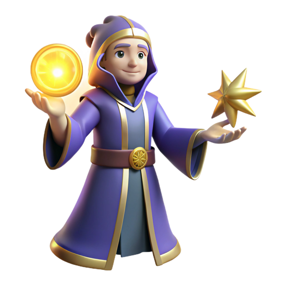 serene artistic 3D Render Wizard Magical Orb Star high resolution png