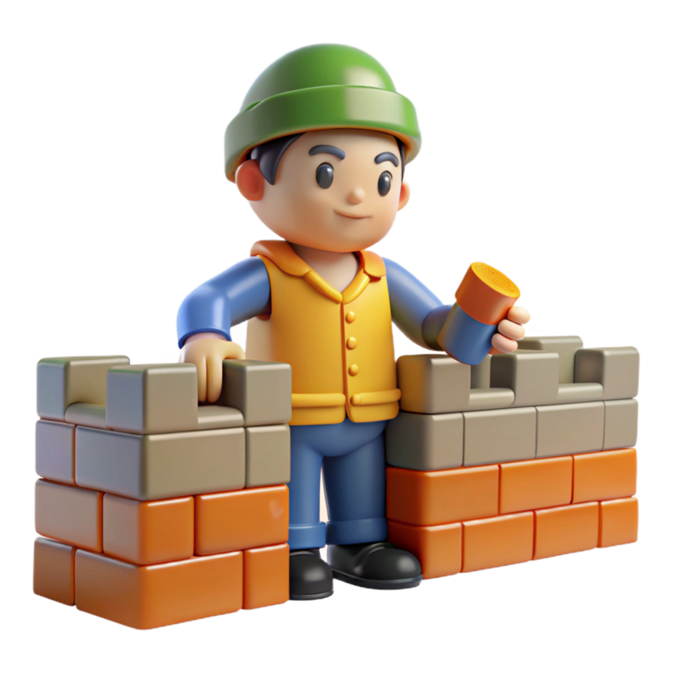 magnificent modern 3D Cartoon Builder Toy Constructing Wall professional png