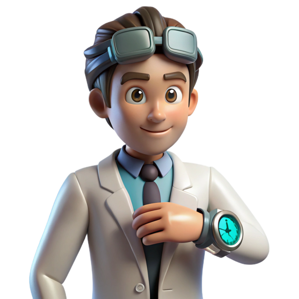 impressive artistic 3D Cartoon Scientist Illustration original png