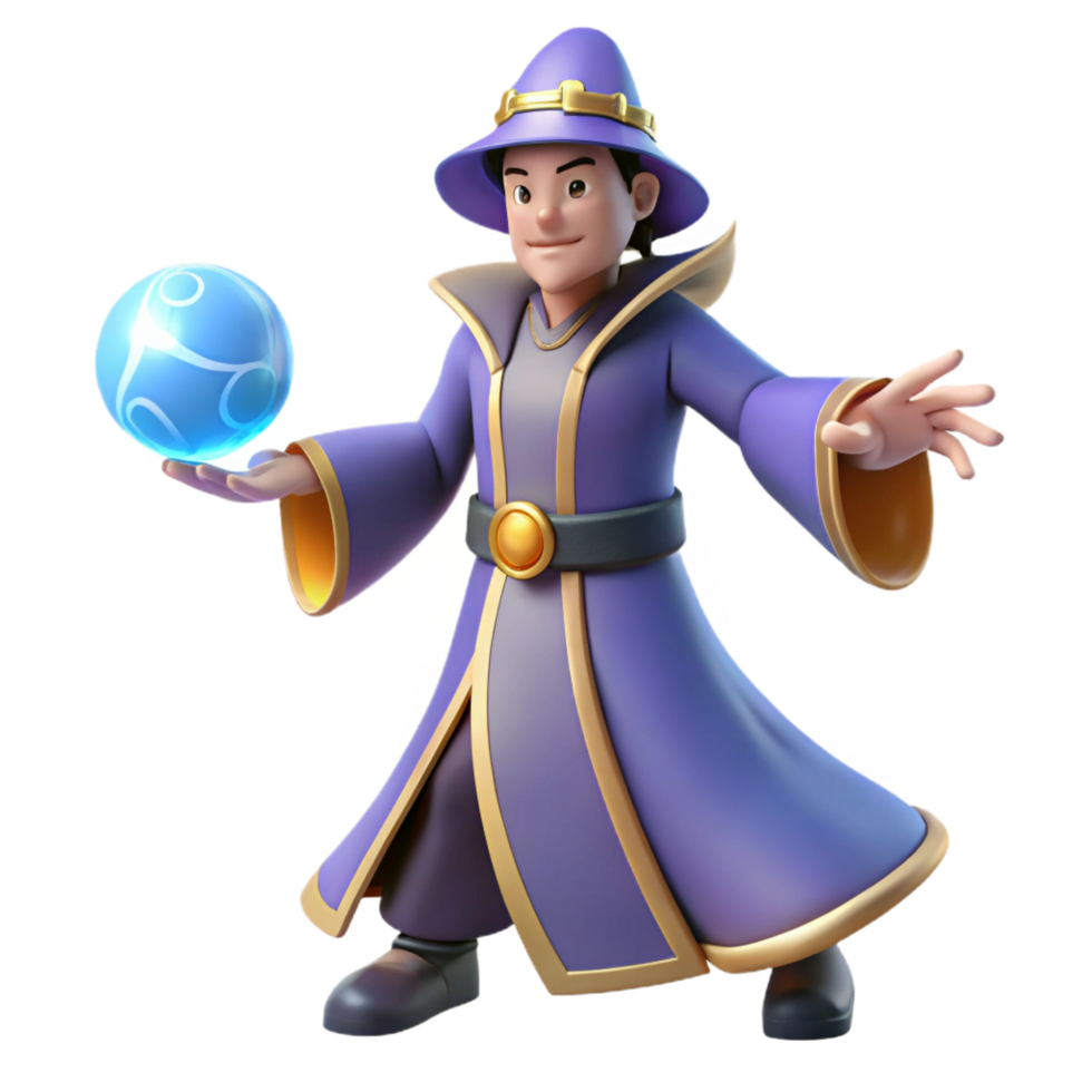 extraordinary abstract 3D Cartoon Wizard Render high resolution png