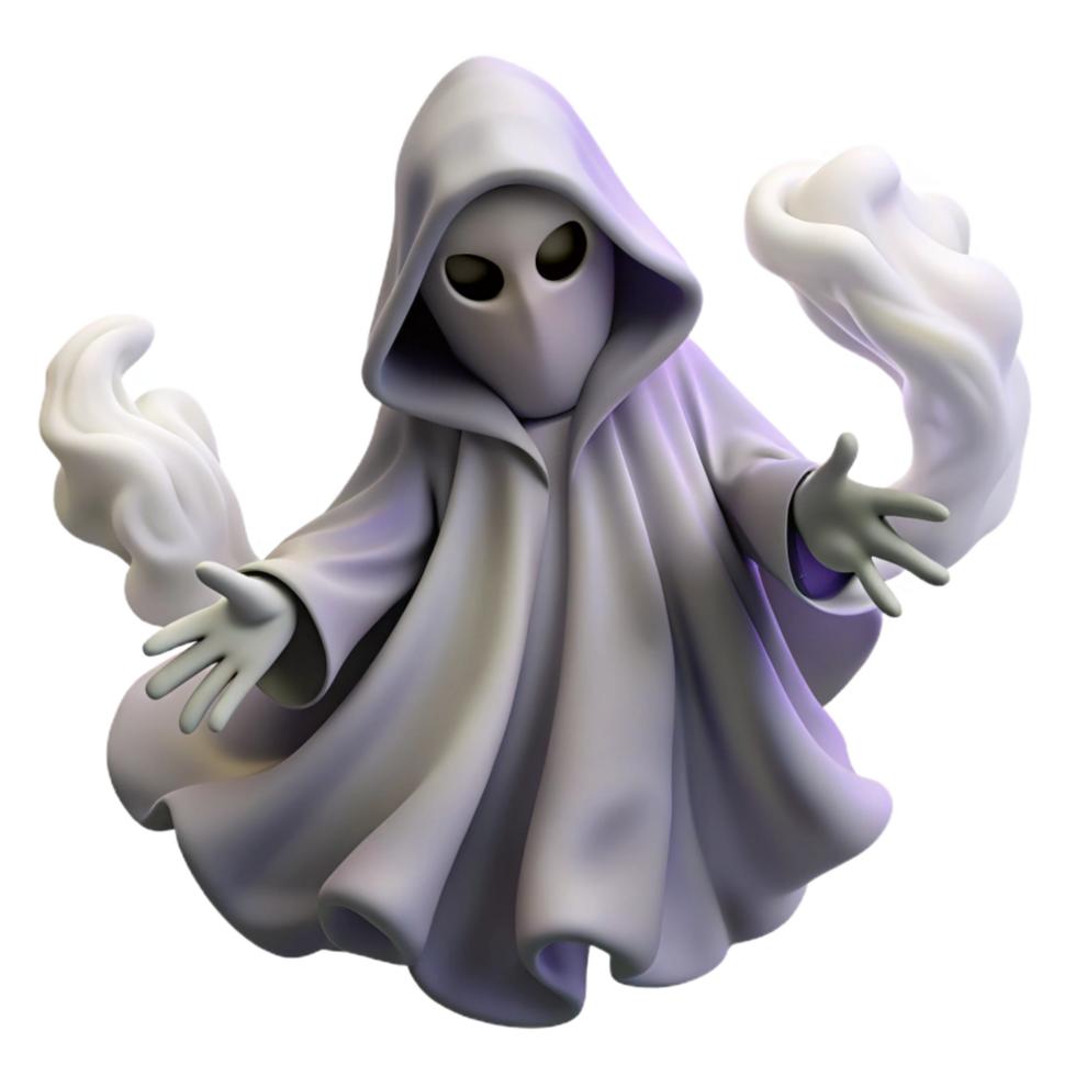 vibrant modern 3D Render Ghost in Hooded Robe genuine png