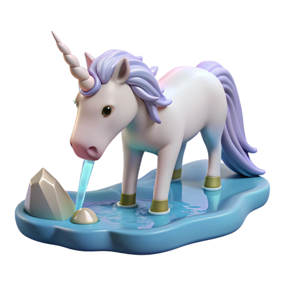 elegant classic Cute 3D Unicorn Illustration 4K png