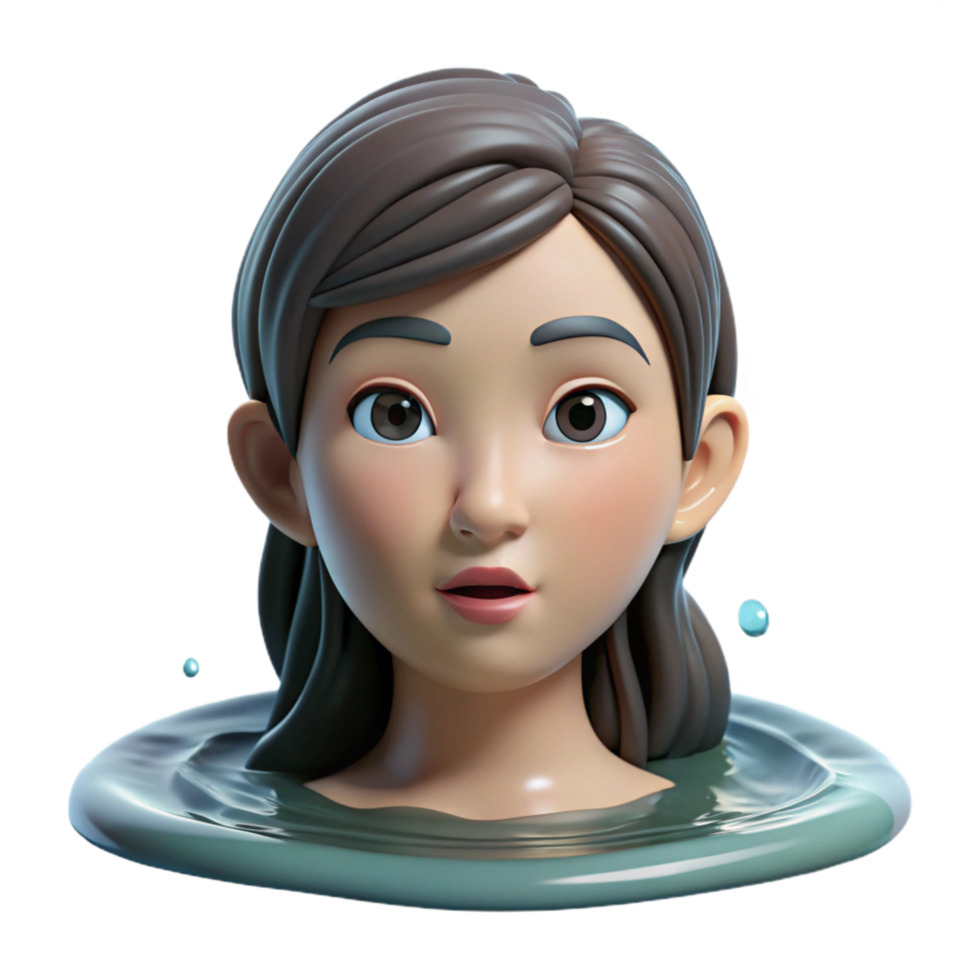 extraordinary creative 3D Illustration Girl's Head in Water genuine png