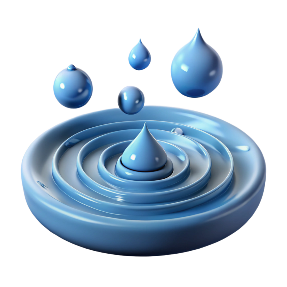 stunning abstract 3D Render Blue Water Droplets Ripples Abstract Background high quality png