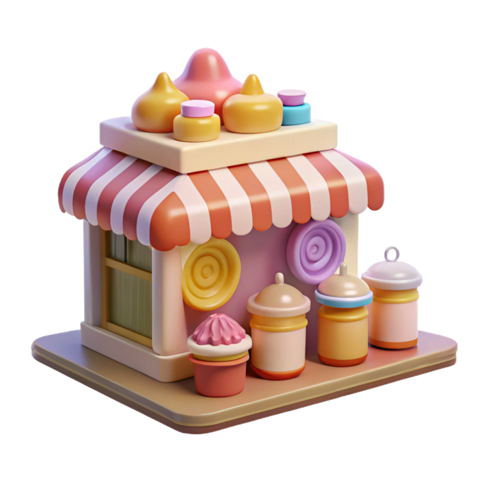 magnificent modern Candy Shop 3D Render 4K png