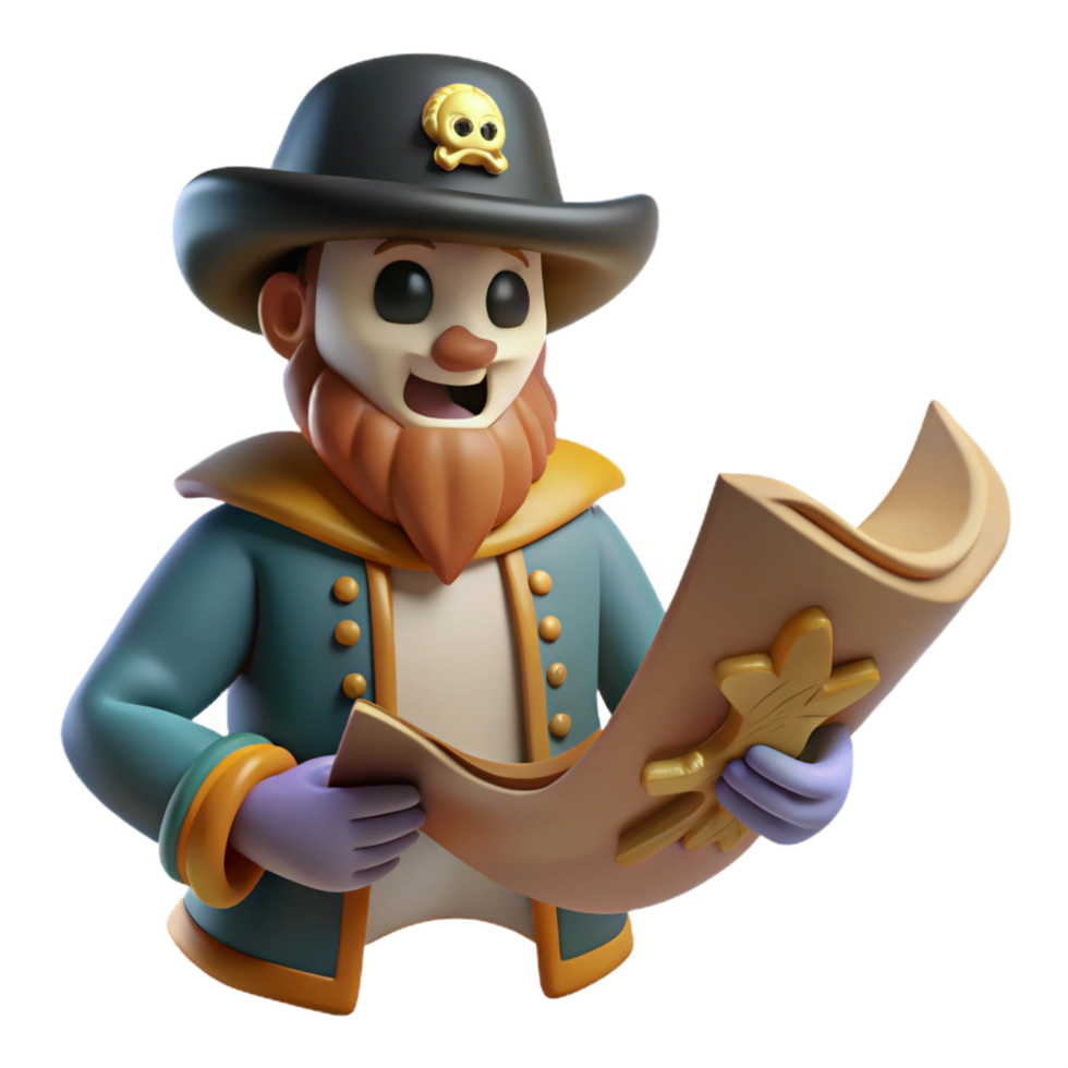 beautiful traditional Jolly Pirate Captain 3D Render exclusive png