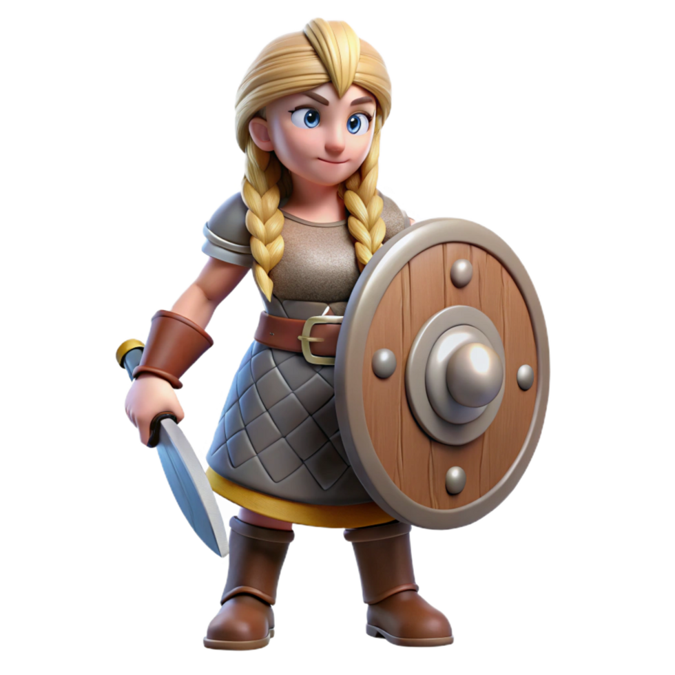 elegant creative 3D Render Female Viking Warrior high quality png