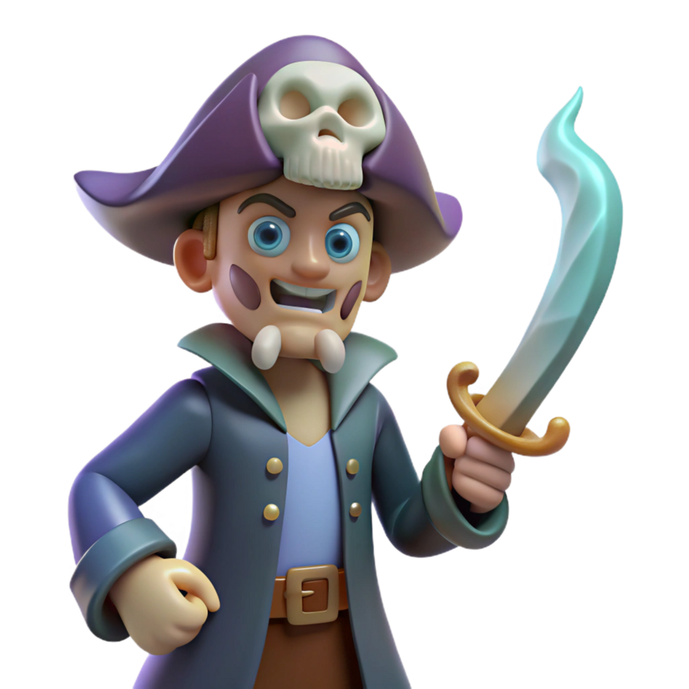 elegant abstract 3D Cartoon Pirate Illustration professional png
