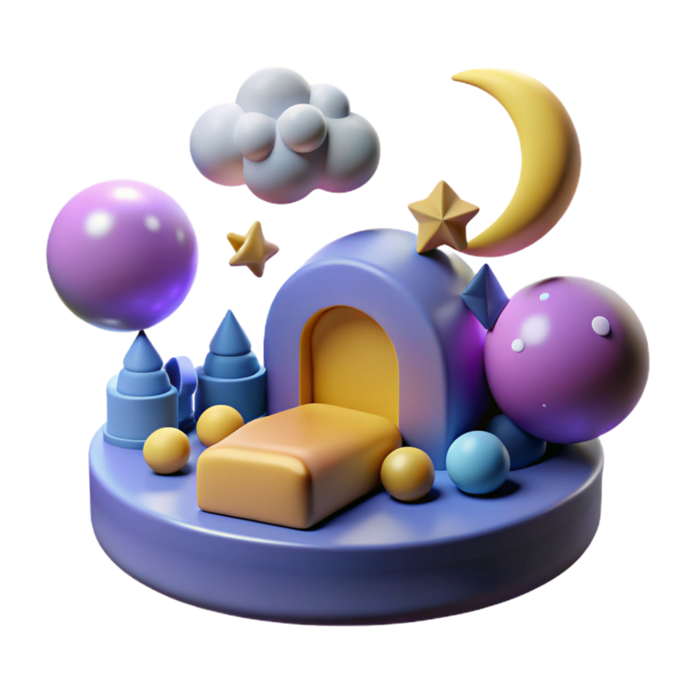 vibrant rustic 3D Render Sweet Dreams Bedtime Scene 4K png