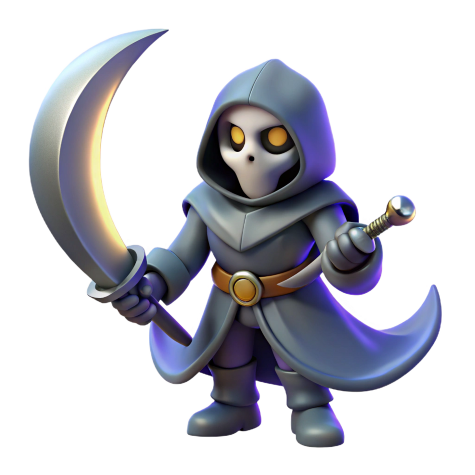 wonderful classic Grim Reaper 3D Render high quality png