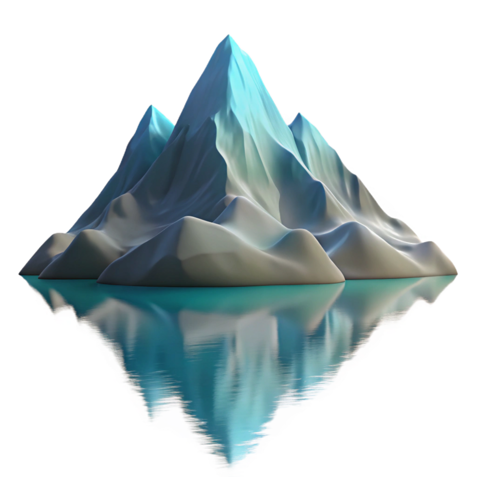 dramatic creative 3D Stylized Mountain Peak Reflection original png