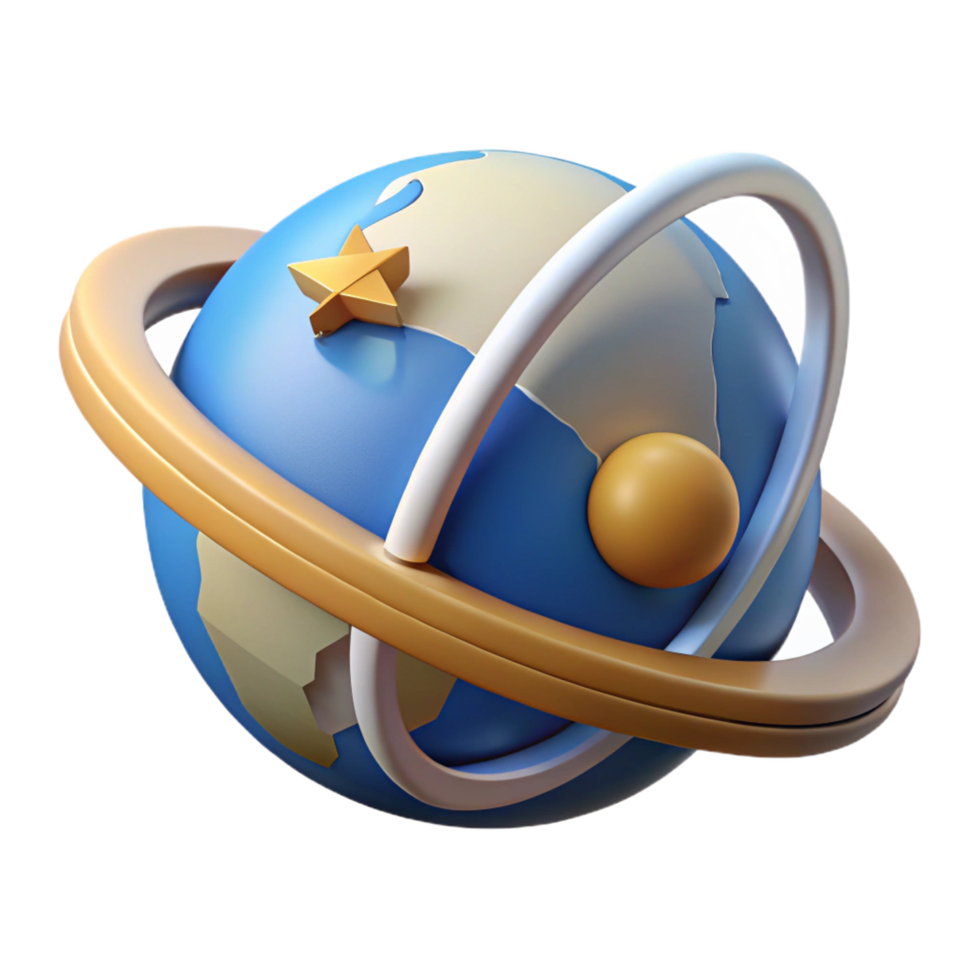 stunning classic 3D Globe Illustration World Exploration authentic png