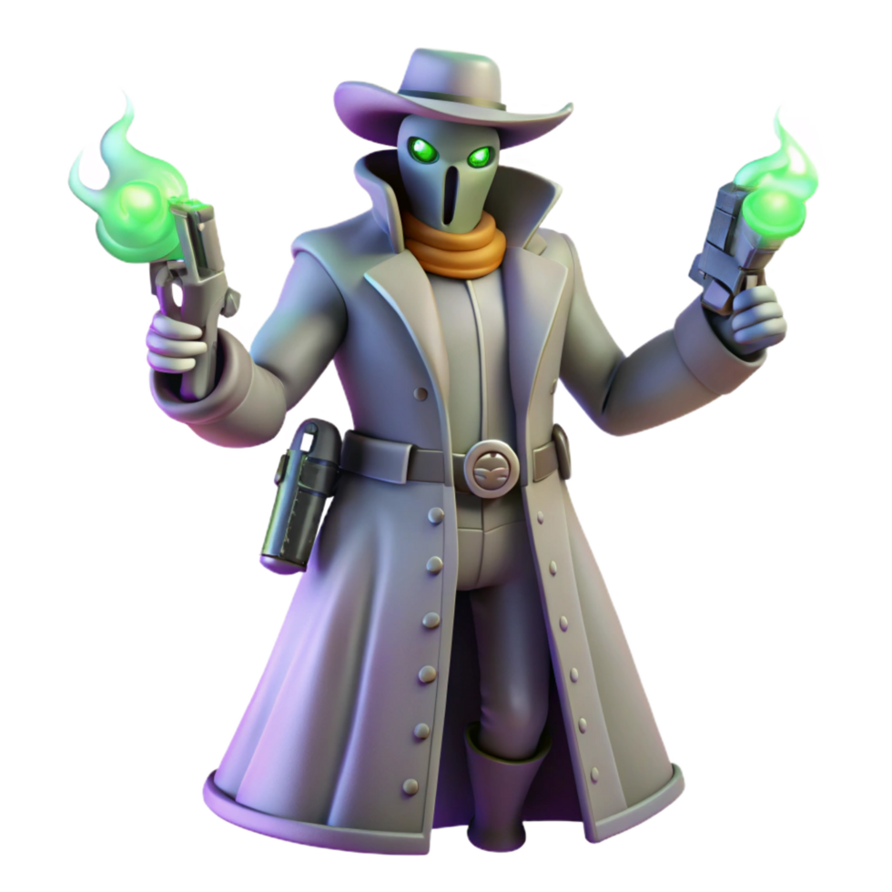 magnificent classic 3D Render Masked Gunslinger Illustration professional png