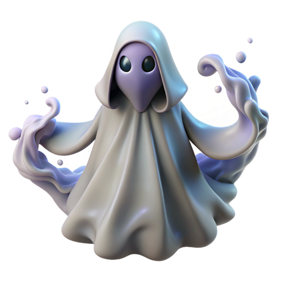dramatic modern 3D Ghost Illustration, Cute Spooky Character premium png