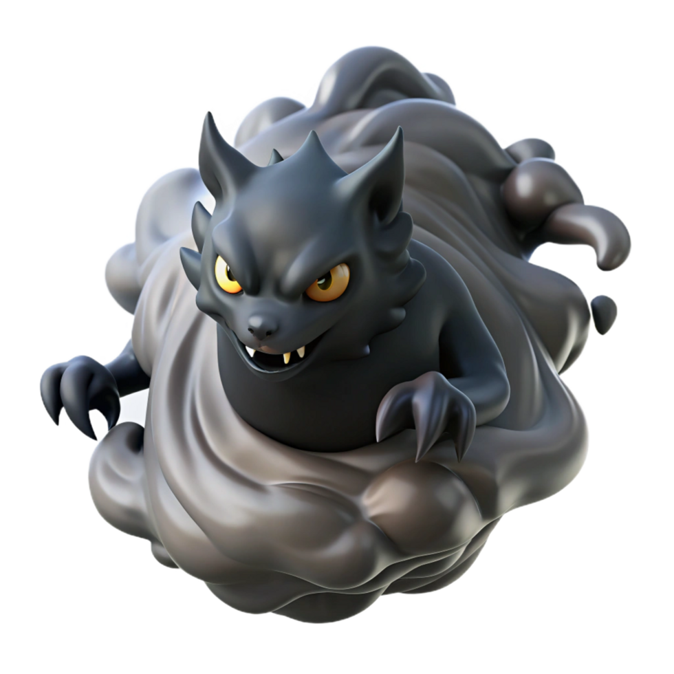 vibrant vintage 3D Render of a Feline Creature in Smoke genuine png