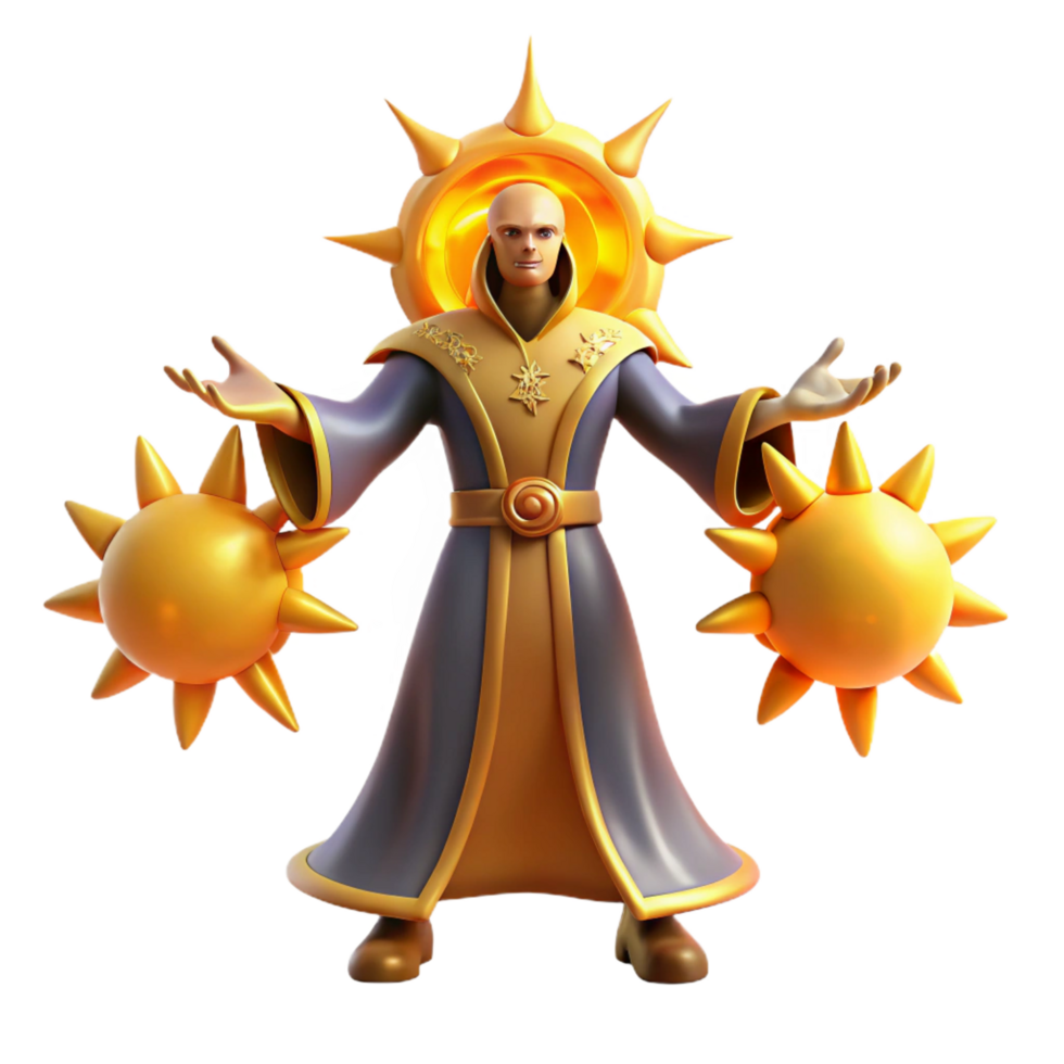 magnificent abstract 3D Render Sun Wizard Fantasy Art exclusive png