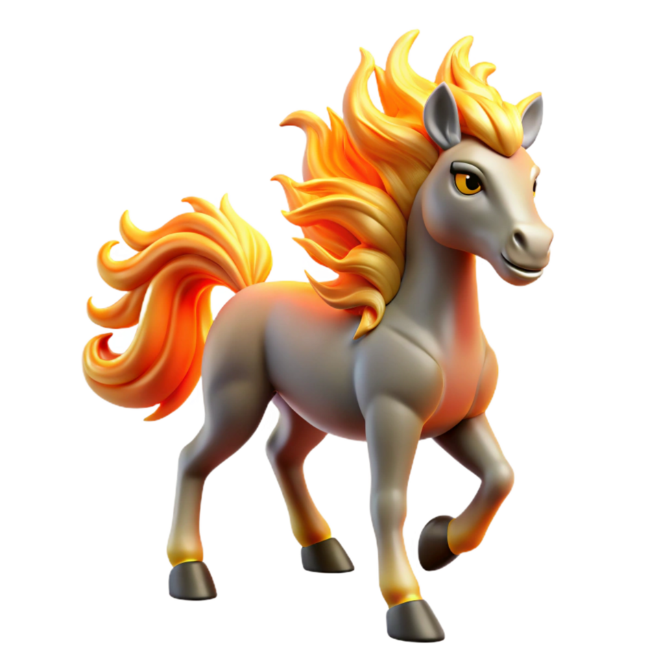 vibrant abstract Fiery Pony 3D Render professional png
